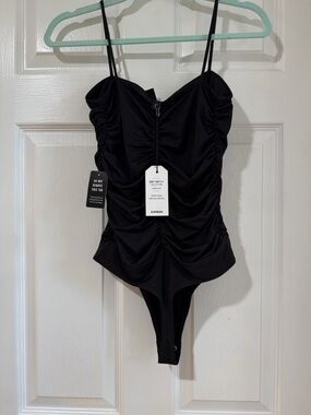 Express Black Ruched Bodycon Top